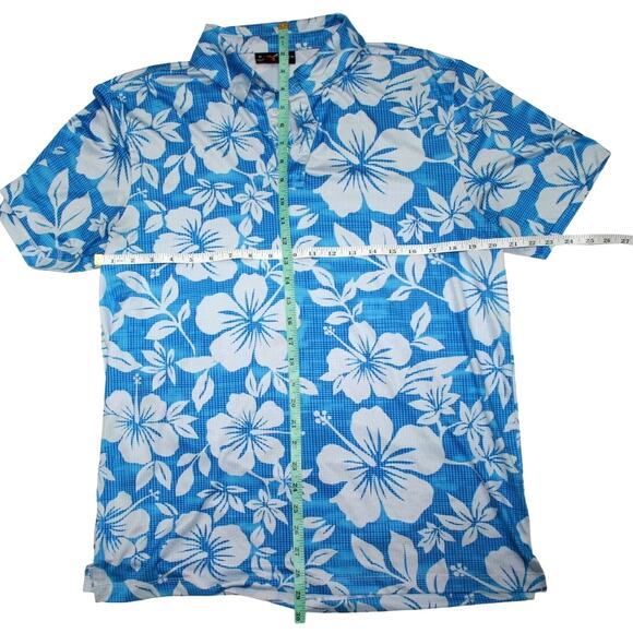 Yata golf Mens Blue leaf print Polo Size Medium - Picture 5 of 6